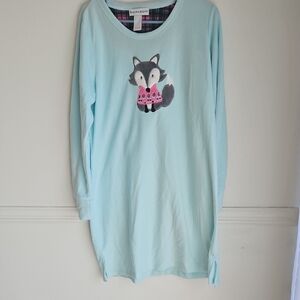 Seventh Avenue Soft Blue Flannel Nightshirt with Fox Design